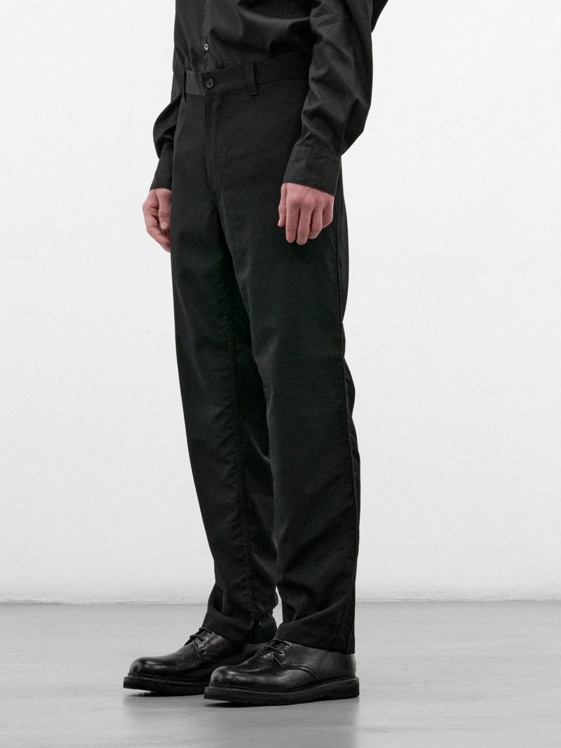 Black Wool Gabardine Trousers (HR-P101-W26-BLACK)