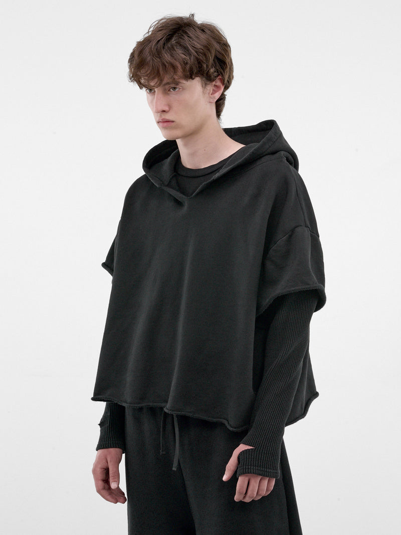 Black Layered Thermal Hoodie (HR102015-BLACK-BLACK-SS26)