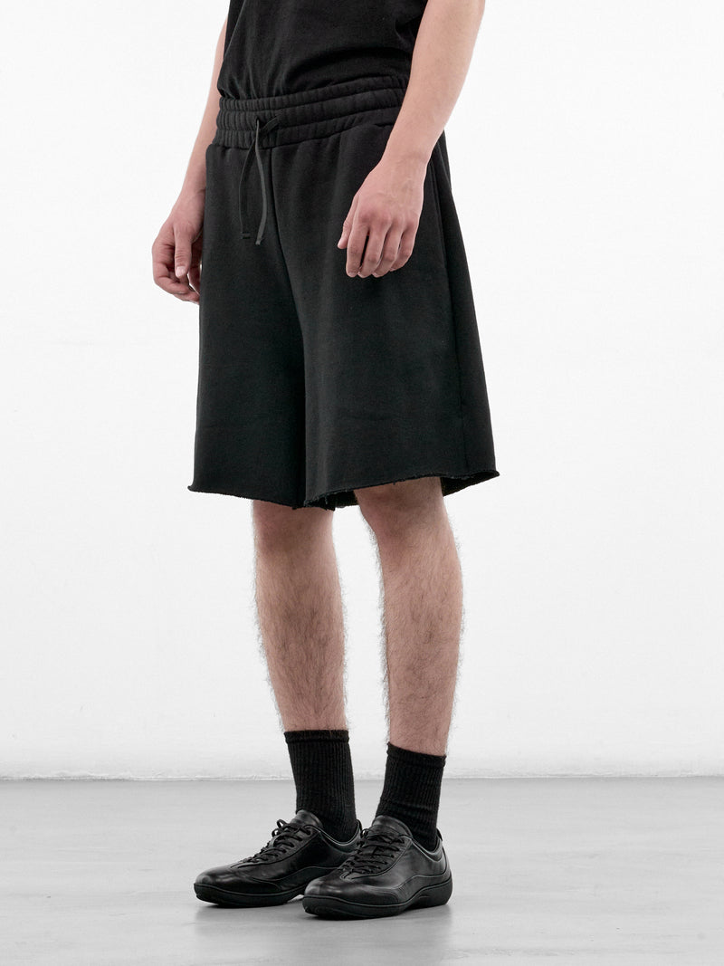 Black Cotton Distressed Shorts (HR103020-BLACK)