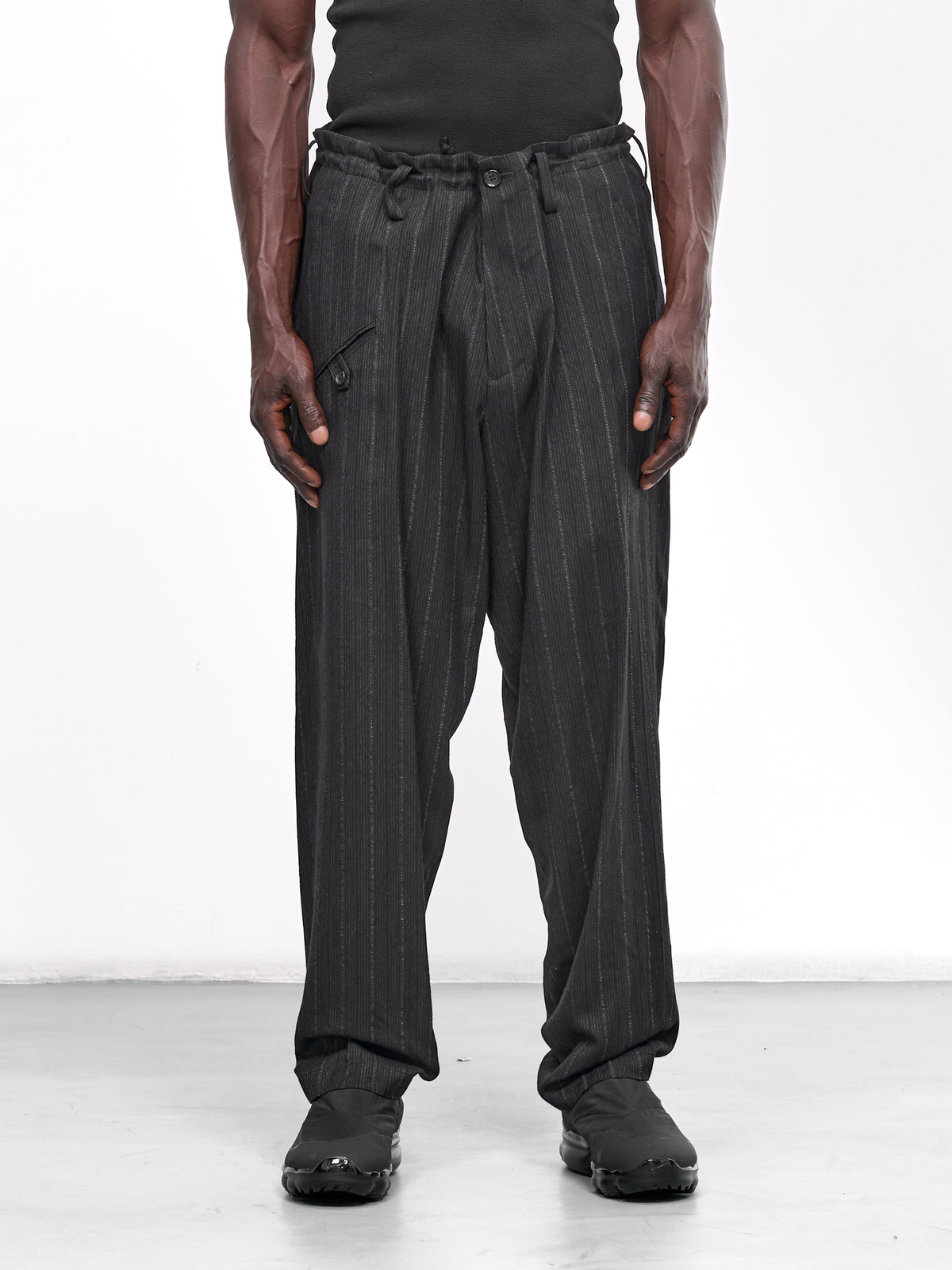 Striped Drawstring Trousers (HS-P27-201-BLACK)