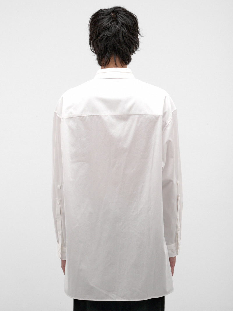 White Cotton Double Collar Shirt (HW-B34-004-1-WHITE)