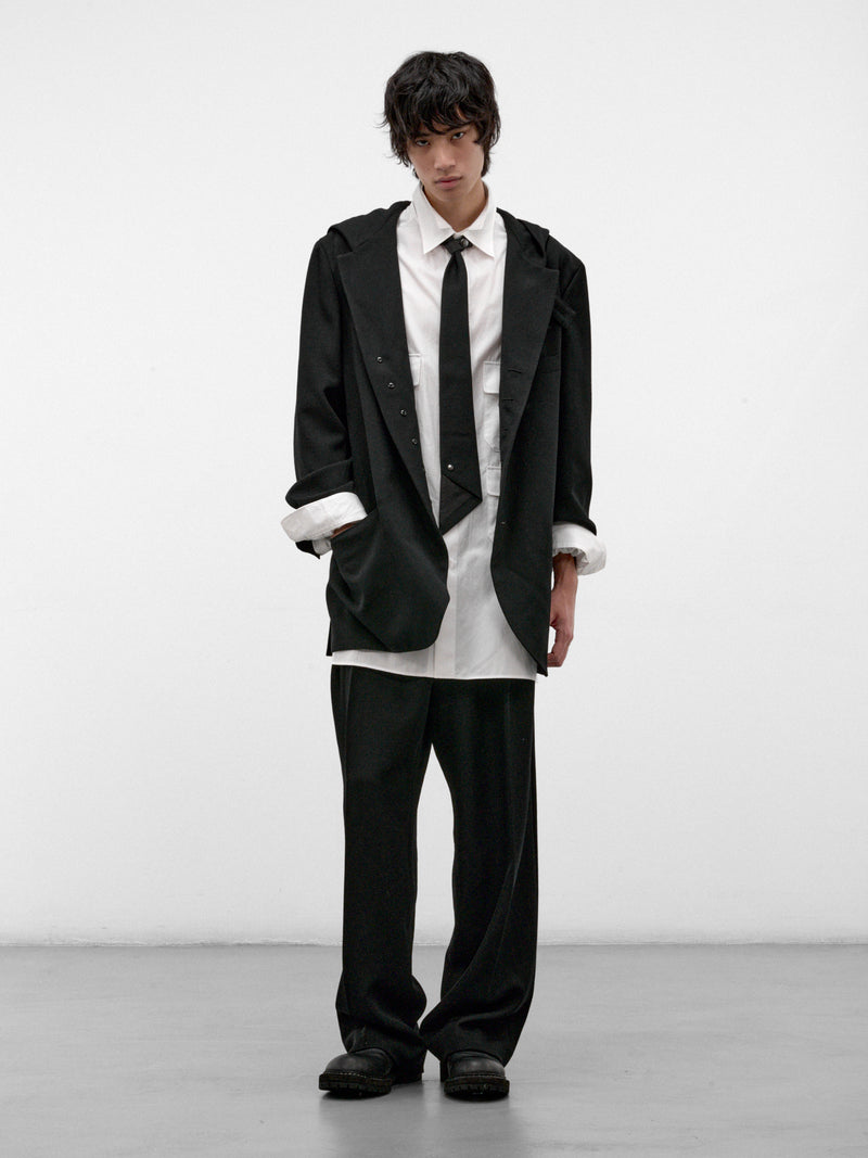 White Cotton Double Collar Shirt (HW-B34-004-1-WHITE)