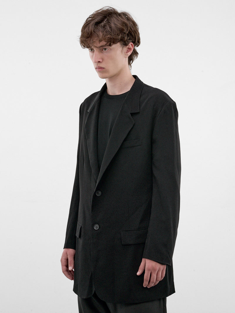 Black Relaxed Side Zip Blazer (HW-J09-500-1-BLACK)