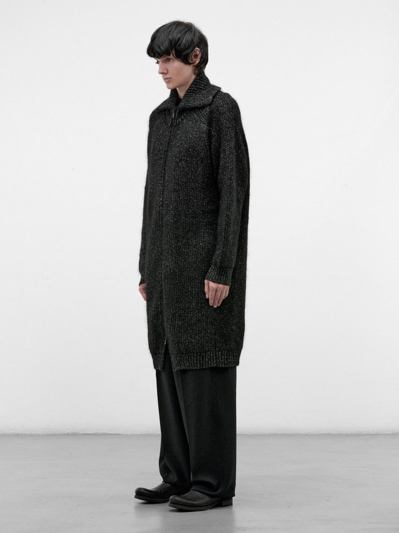 Black Mohair Zio Turtleneck Cardigan (HW-K71-183-BLACK)