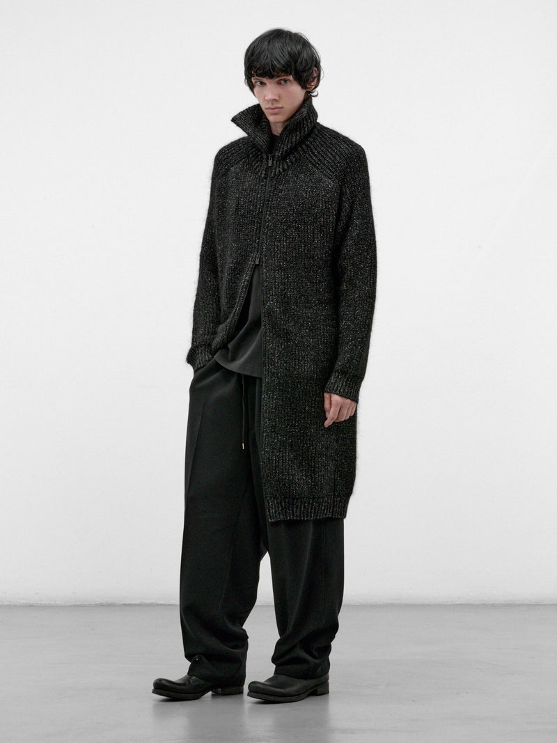 Black Mohair Zio Turtleneck Cardigan (HW-K71-183-BLACK)