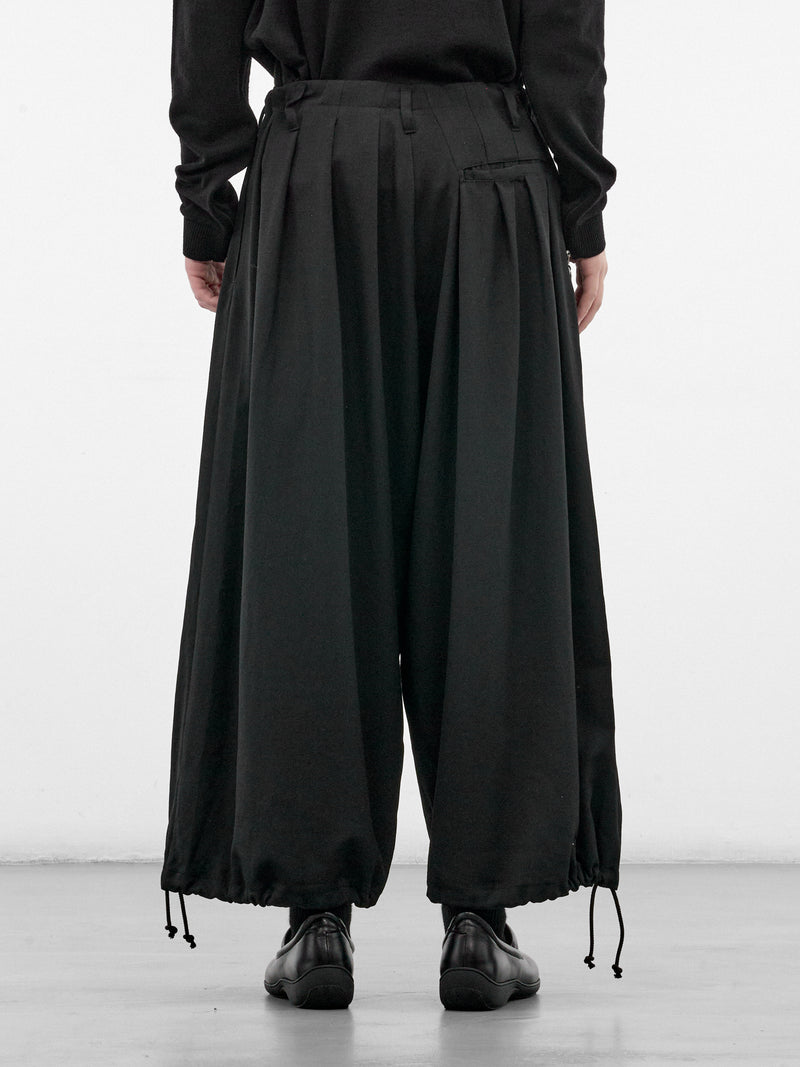 Black Gabardine Wool Balloon Trousers (HW-PO8-100-2-BLACK)