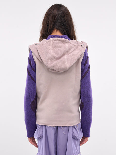 Hybrid Jersey & Mohair Zip Hoodie (HYBHOOD-GREY-BODY-PURPLE