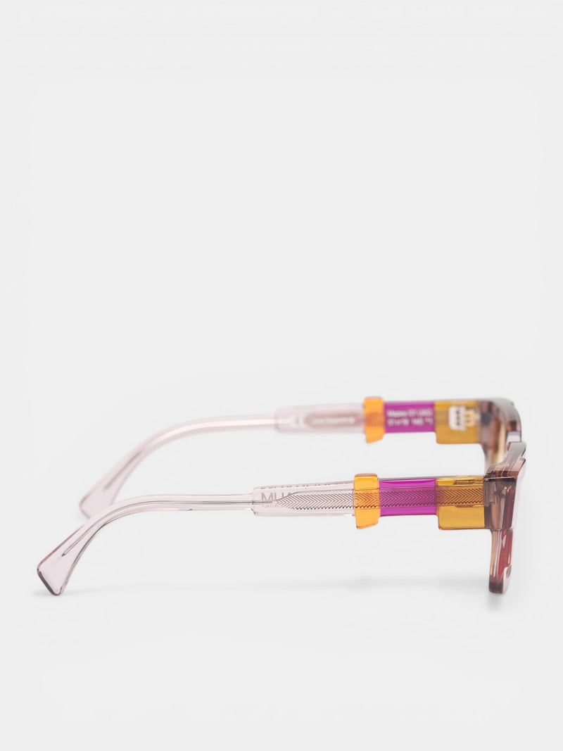 I01 Translucent Rectangular Sunglasses (I01-51-19-LWG-ORANGE1)