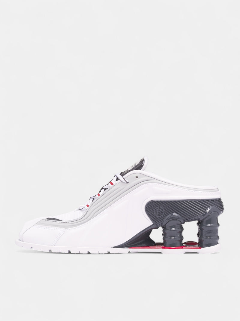 Nike Shox MR4 Mule Sneakers (IM5420-100-WHITE-RED-PLATINUM)
