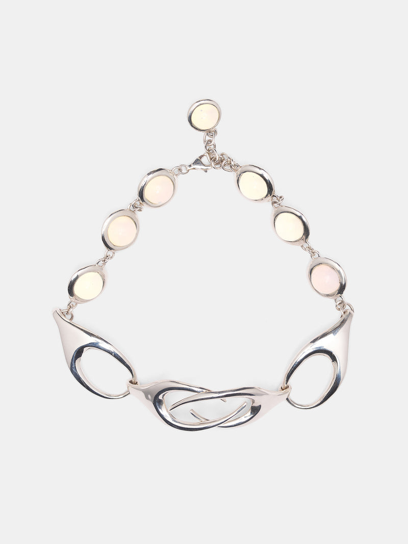 Sterling Silver Opaline Infinity Necklace (INFINITY-NECKLACE-WHITE-LABRAD)