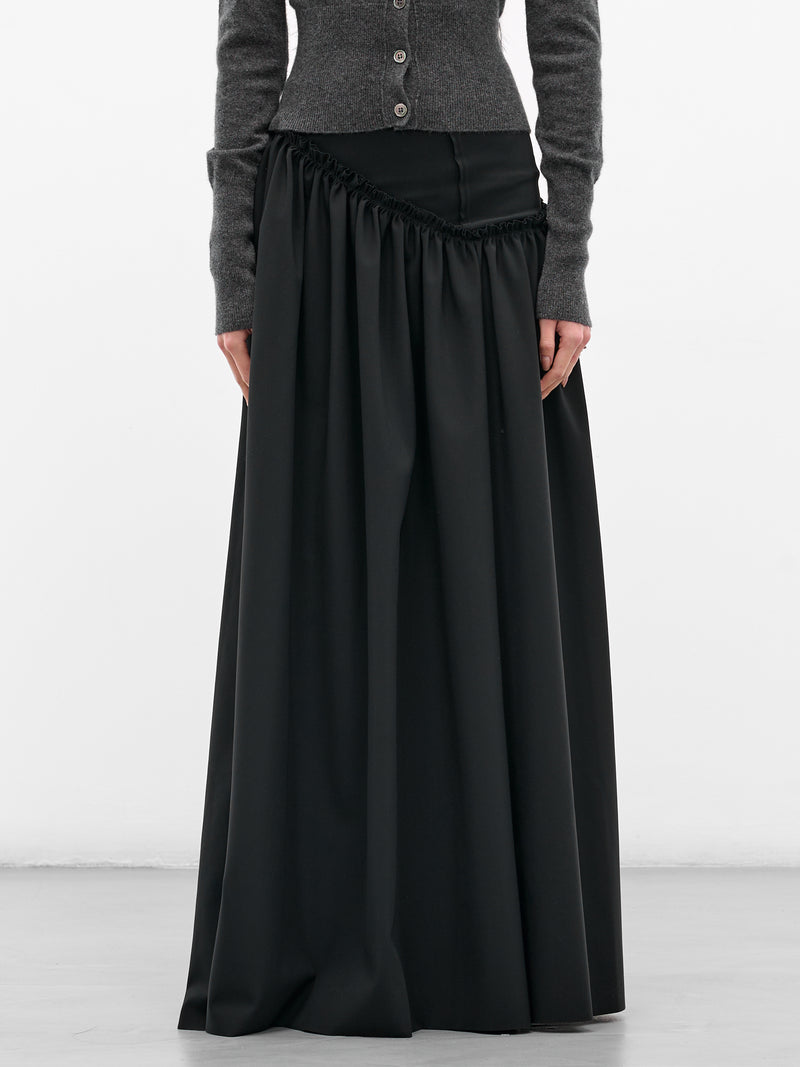 Black Asymmetric Gown Maxi Skrit (IOFW25SK06-BLACK)