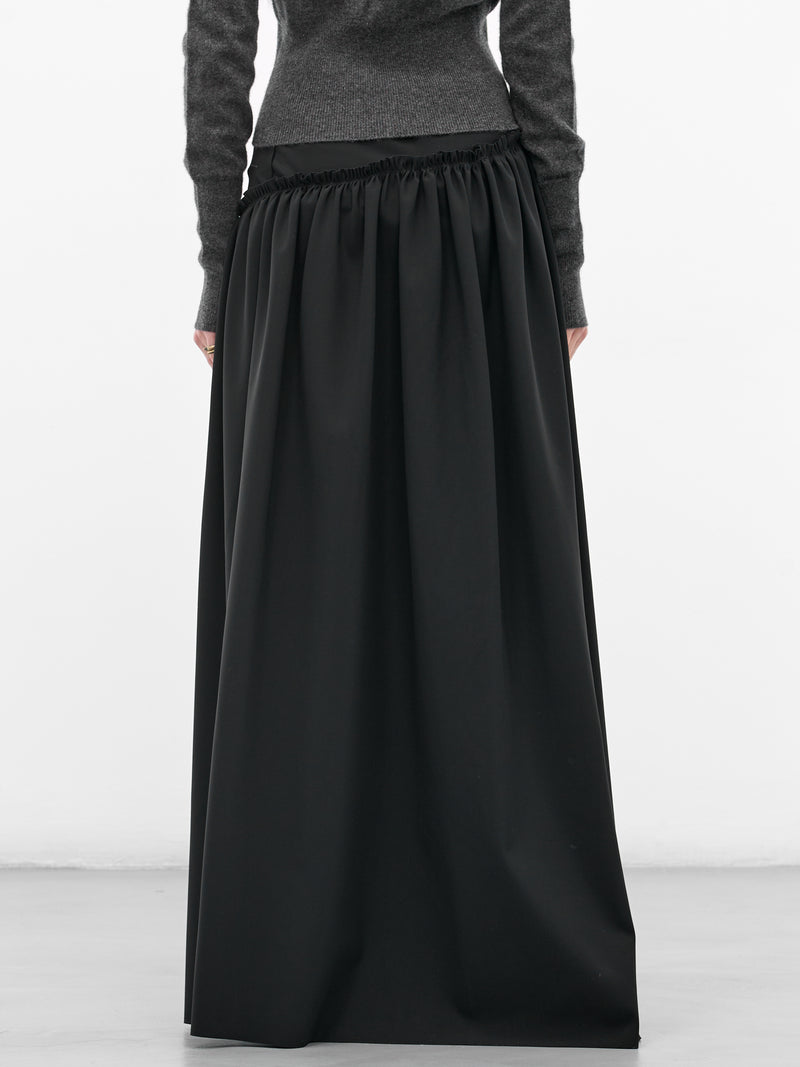 Black Asymmetric Gown Maxi Skrit (IOFW25SK06-BLACK)