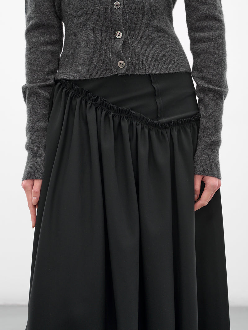 Black Asymmetric Gown Maxi Skrit (IOFW25SK06-BLACK)