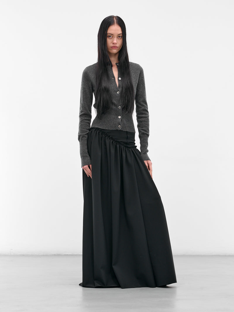 Black Asymmetric Gown Maxi Skrit (IOFW25SK06-BLACK)