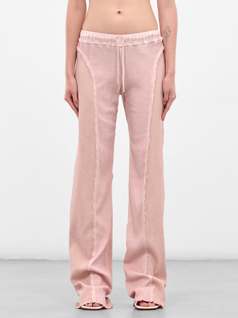 Pink Rib-Knit Paneled Trackpants (IOFW25TR04-2-ROSE-QUARTZ)