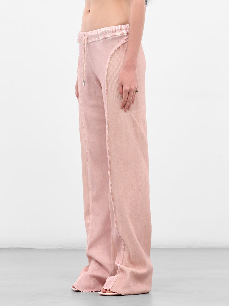 Pink Rib-Knit Paneled Trackpants (IOFW25TR04-2-ROSE-QUARTZ)