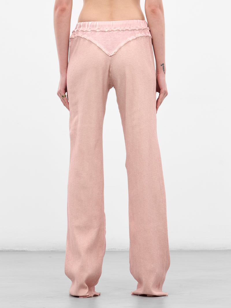 Pink Rib-Knit Paneled Trackpants (IOFW25TR04-2-ROSE-QUARTZ)