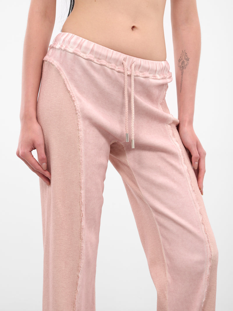 Pink Rib-Knit Paneled Trackpants (IOFW25TR04-2-ROSE-QUARTZ)