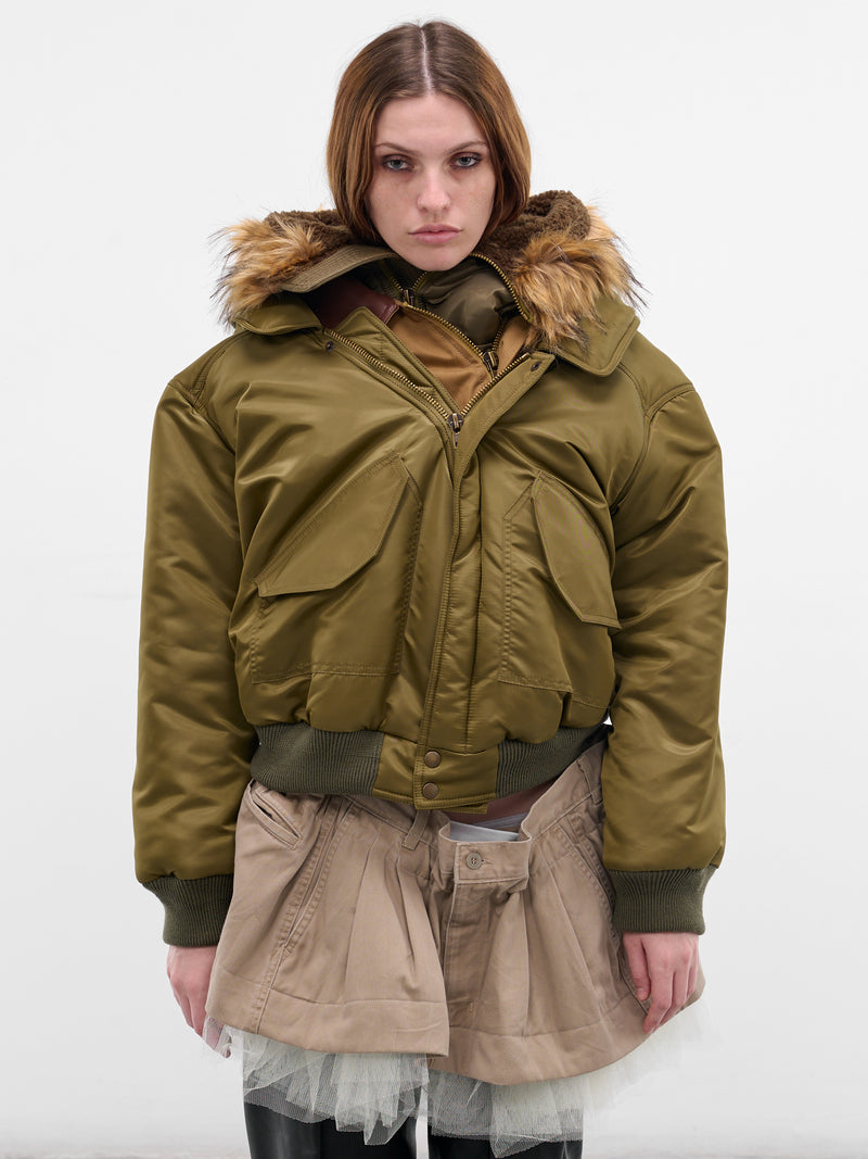 Green Triple Layer Bomber Jacket (J01FW5-ARMY-GREEN)