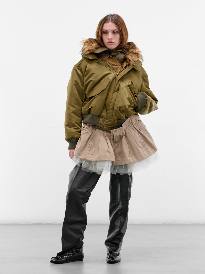 Green Triple Layer Bomber Jacket (J01FW5-ARMY-GREEN)