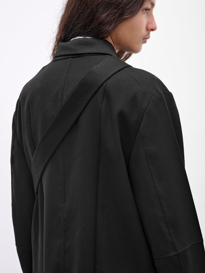 Black Gabardine Safari Origami Jacket (J030-W040-BLACK)