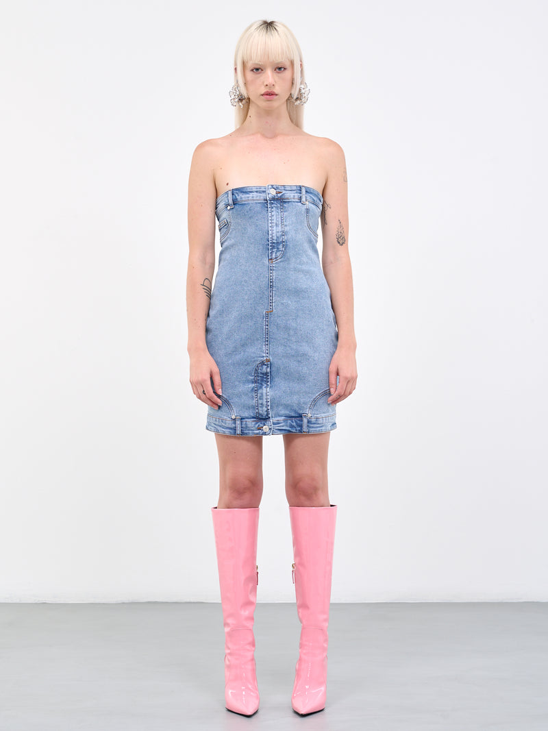 Denim Bustier Mini Dress (J0407-8238-1295-BLUE)