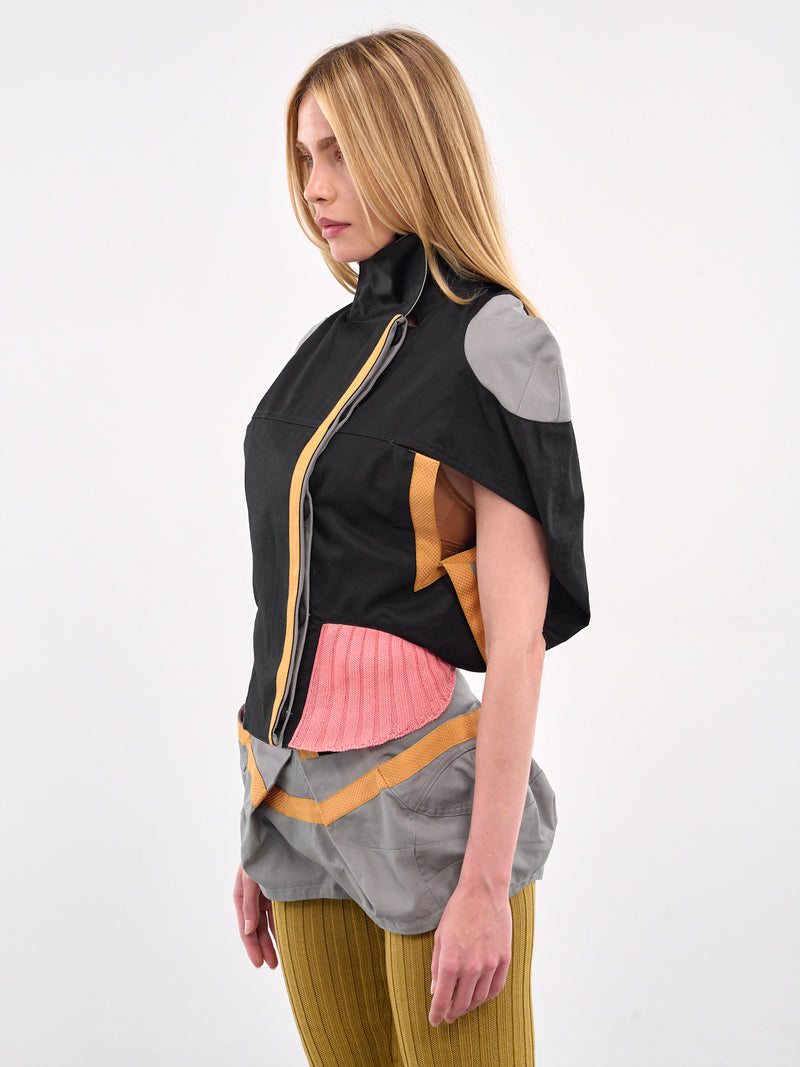 Saker Mixed-Material Jacket (J05-33-BLACK-GREY-PINK)