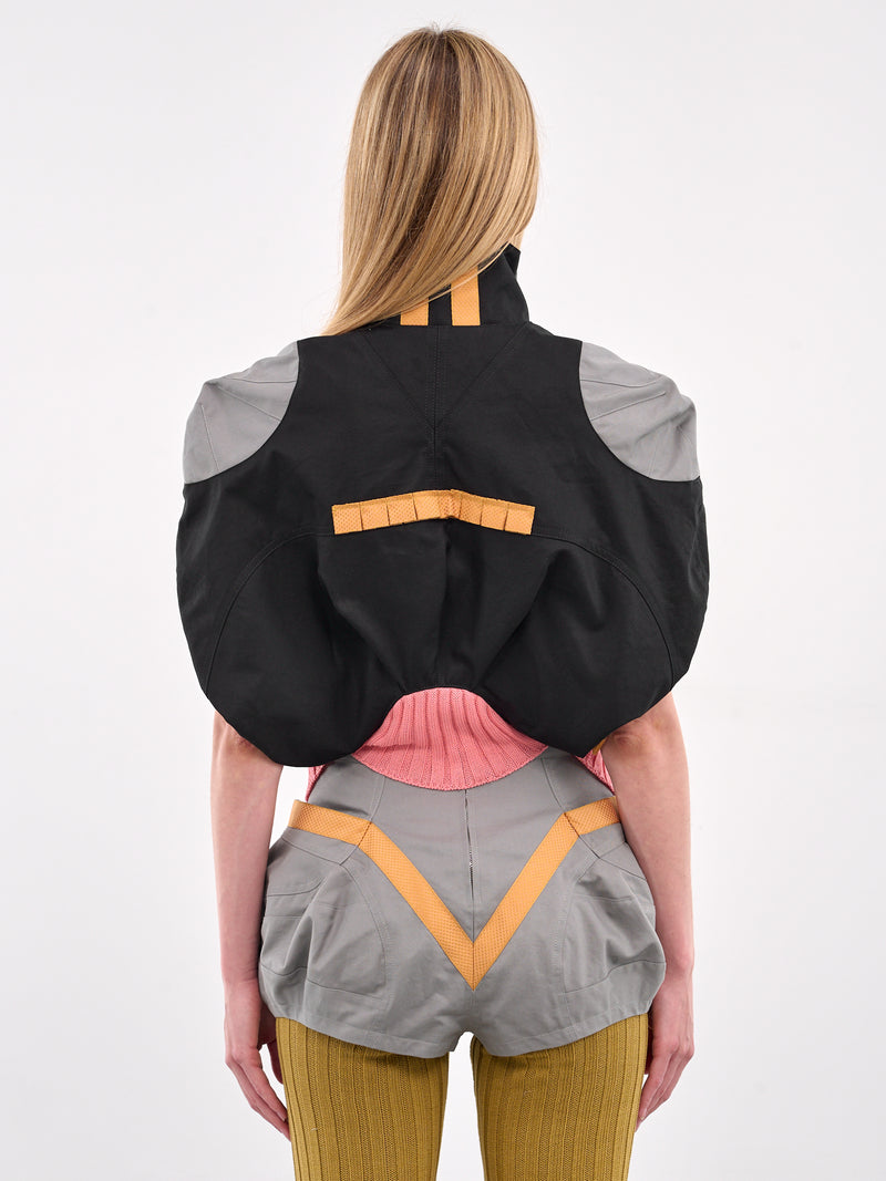 Saker Mixed-Material Jacket (J05-33-BLACK-GREY-PINK)