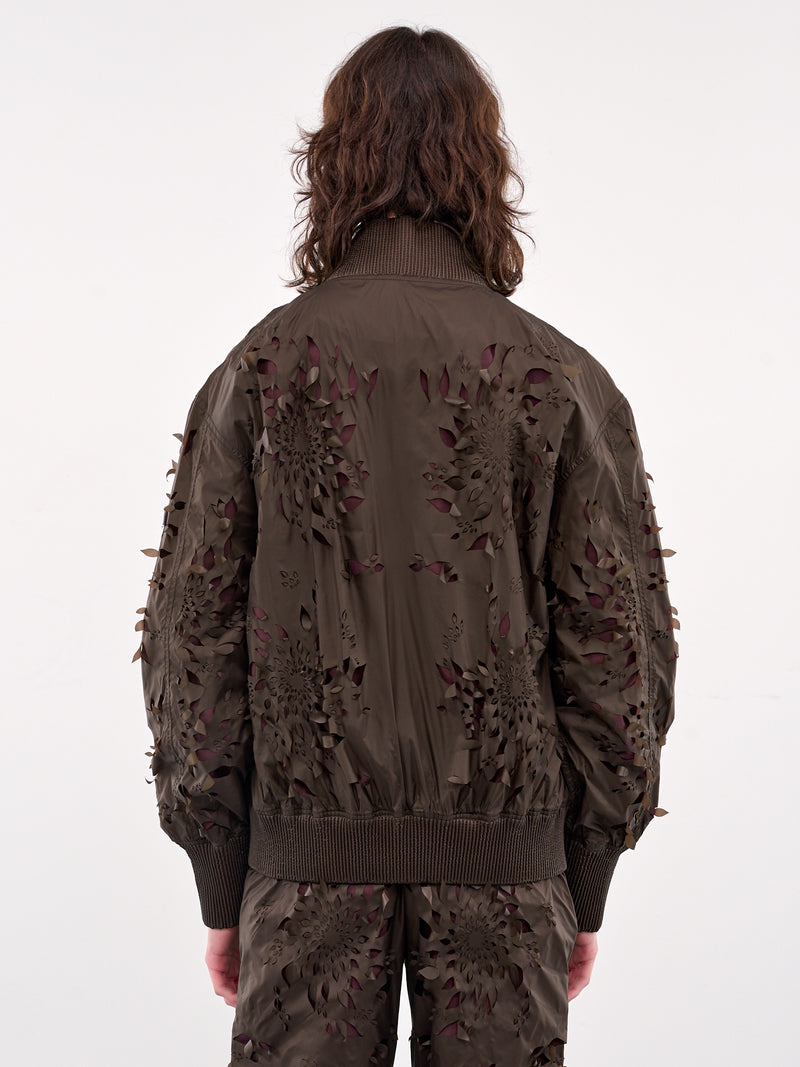 Laser-Slashed Petal Jumper (J08-BROWN-BURGUNDY)