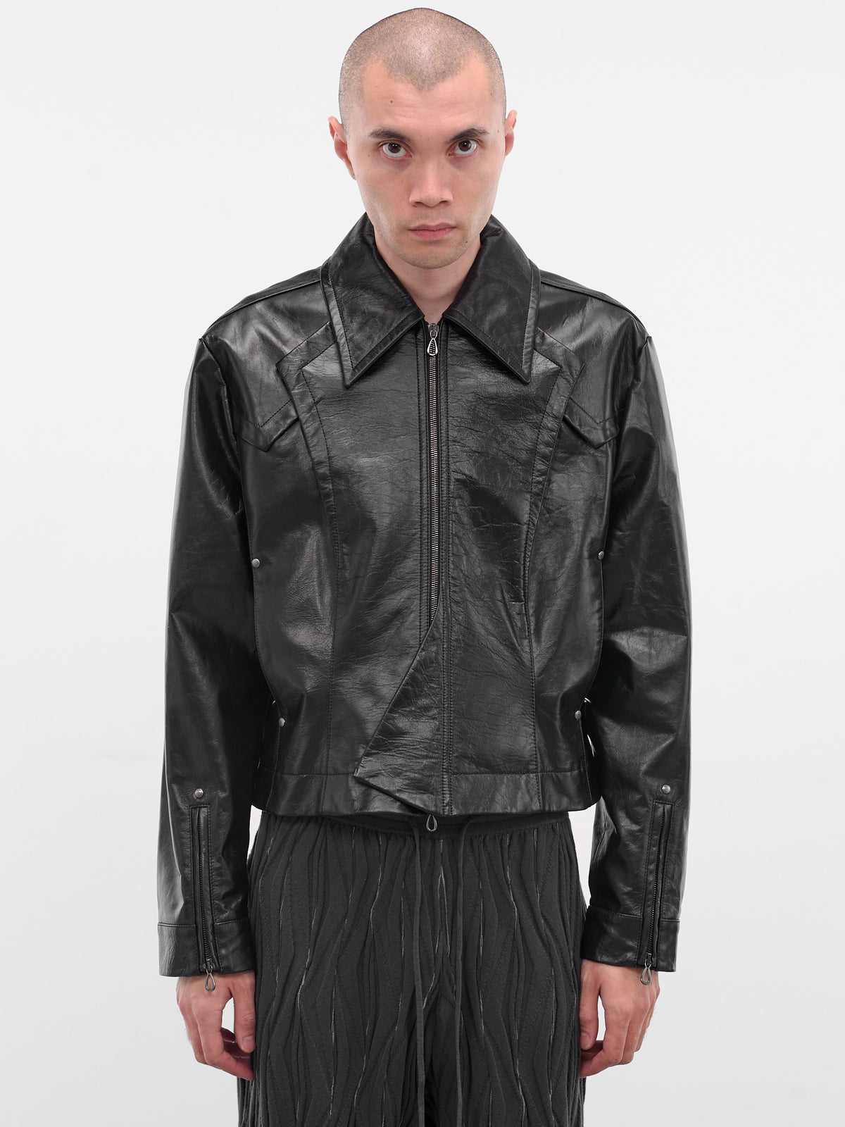 Black Kraner Leather Zip Jacket (J09-37-RAVEN-BLACK)