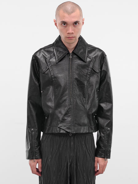 Black Kraner Leather Zip Jacket (J09-37-RAVEN-BLACK)