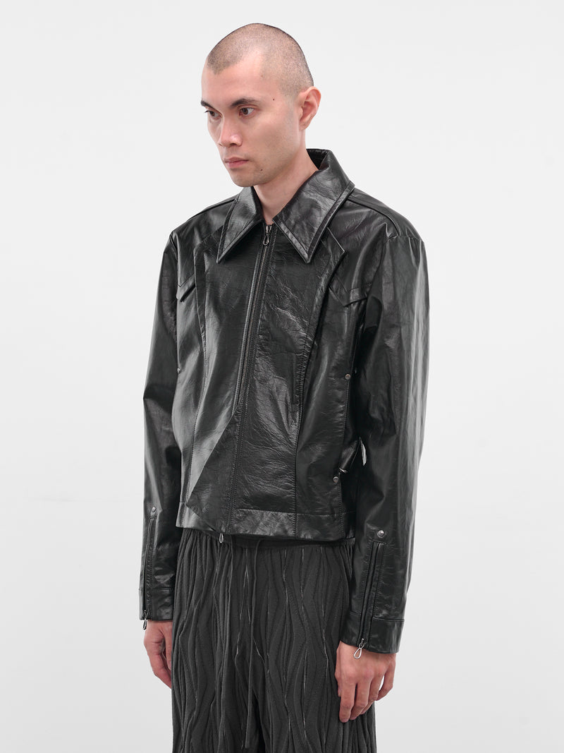 Black Kraner Leather Zip Jacket (J09-37-RAVEN-BLACK)