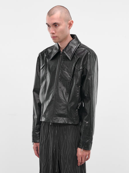 Black Kraner Leather Zip Jacket (J09-37-RAVEN-BLACK)