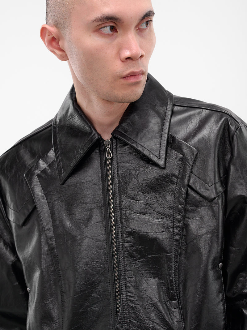 Black Kraner Leather Zip Jacket (J09-37-RAVEN-BLACK)