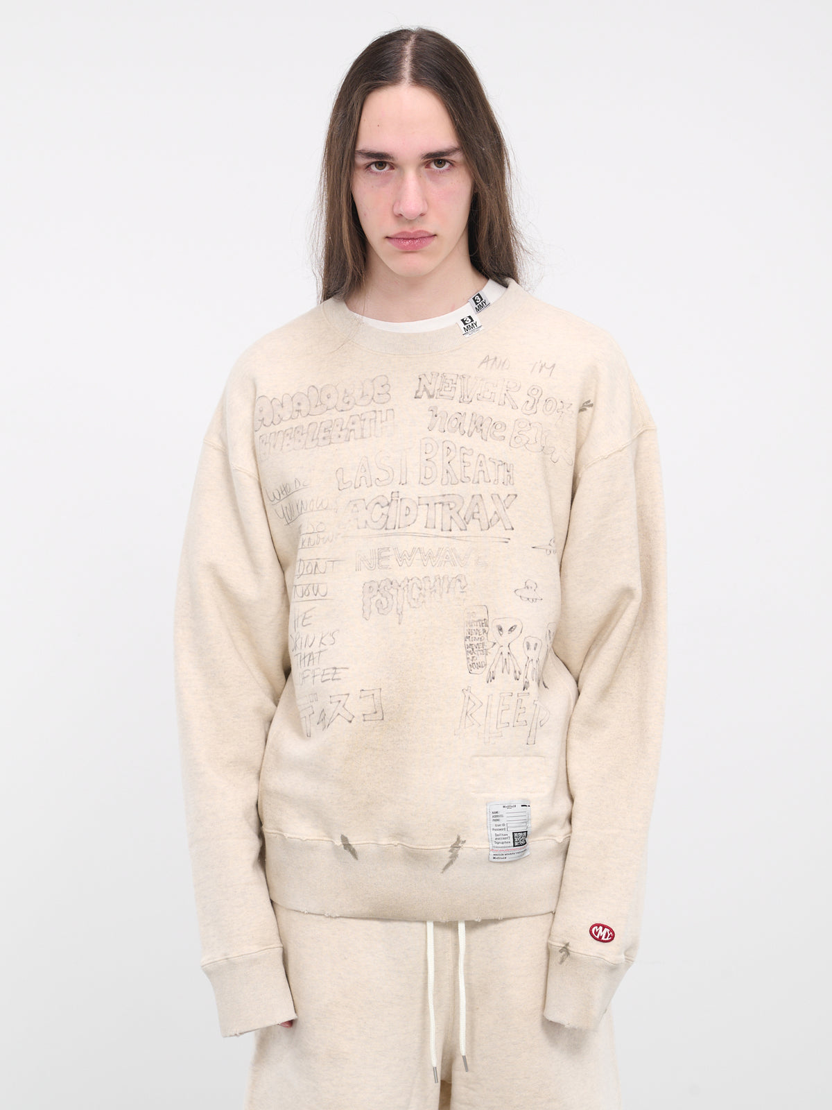 Distressed Sweatshirt (J12PO523-WHITE)