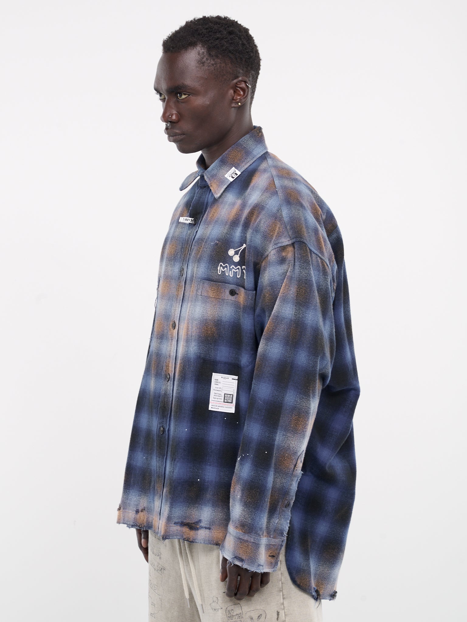 Distressed Check Shirt (J12SH073-BLUE)