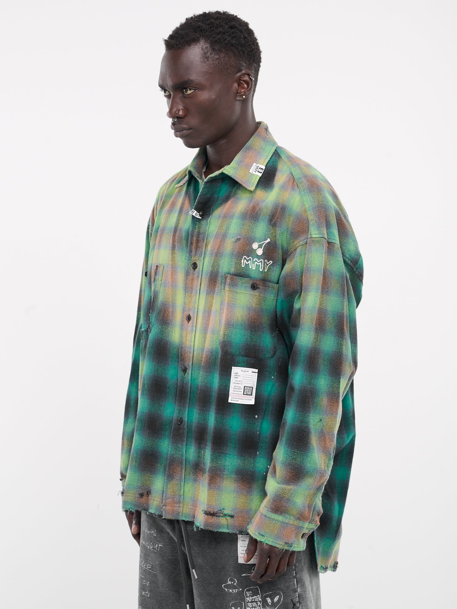 Distressed Check Shirt (J12SH073-GREEN)