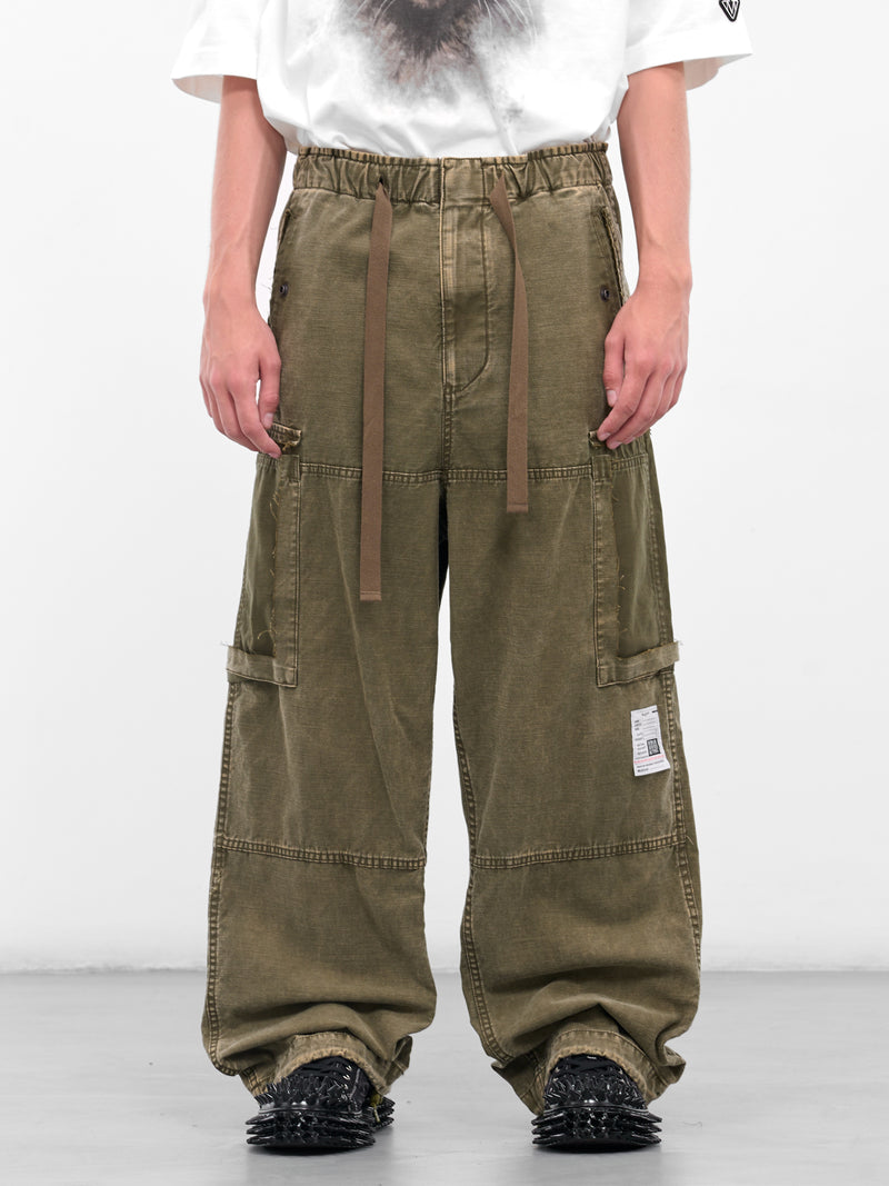 Green Cotton Deconstructed Cargo Pants (J15PT172-DARK-GREEN)