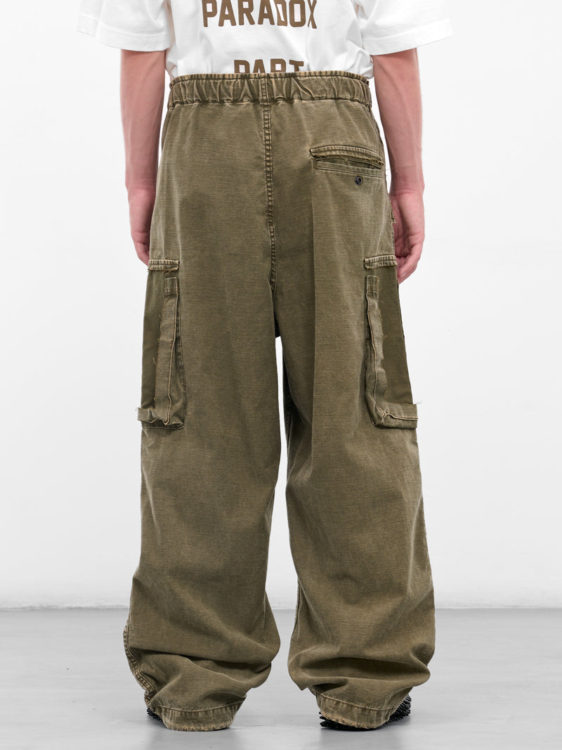 Green Cotton Deconstructed Cargo Pants (J15PT172-DARK-GREEN)