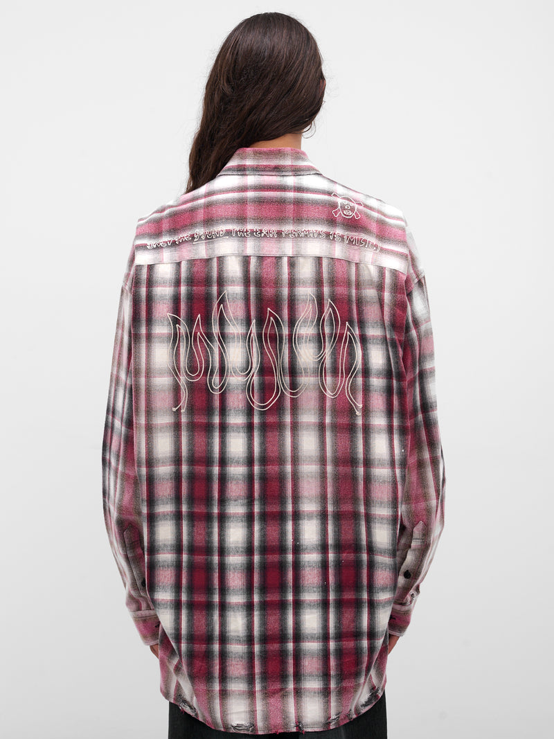 Red Plaid Button-Up Shirt (J15SH183-RED)