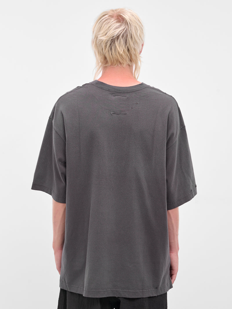 Black Distressed Cat Graphic Tee (J15TS752-BLACK)