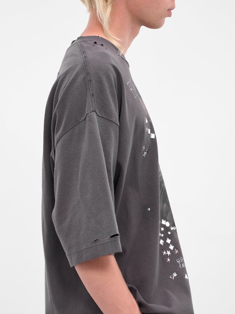 Black Distressed Cat Graphic Tee (J15TS752-BLACK)