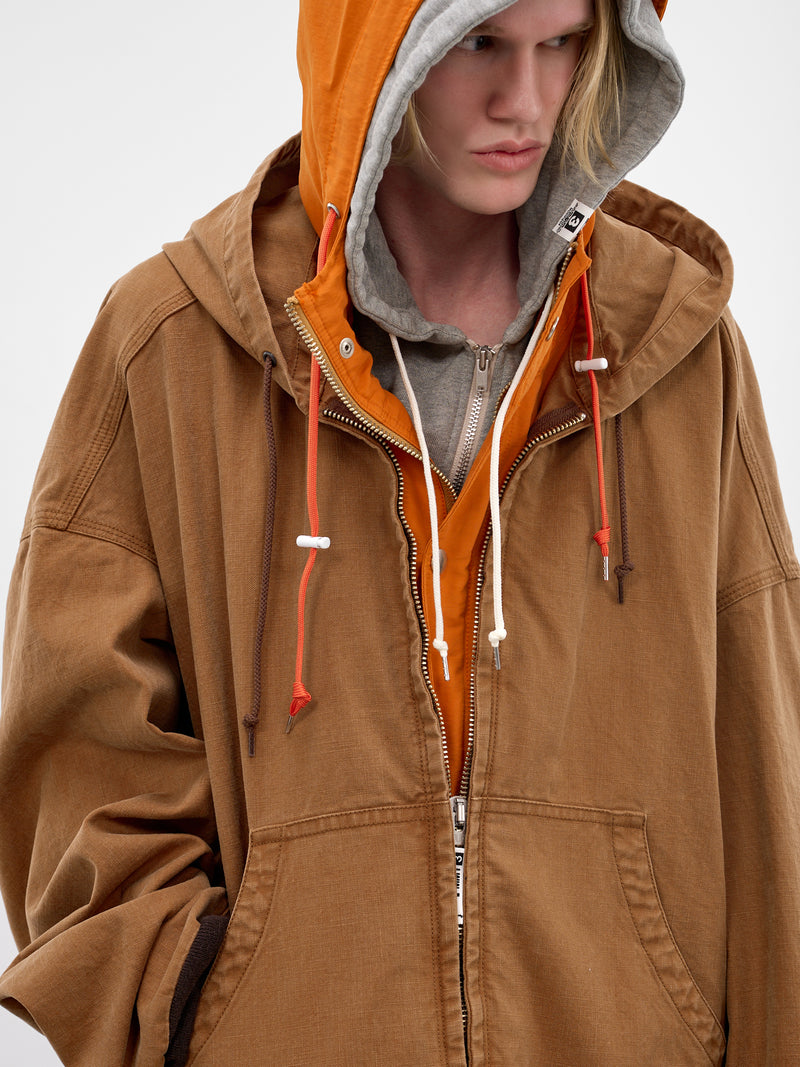 Brown Triple Layered Hooded Coat (J16CT151-BROWN)