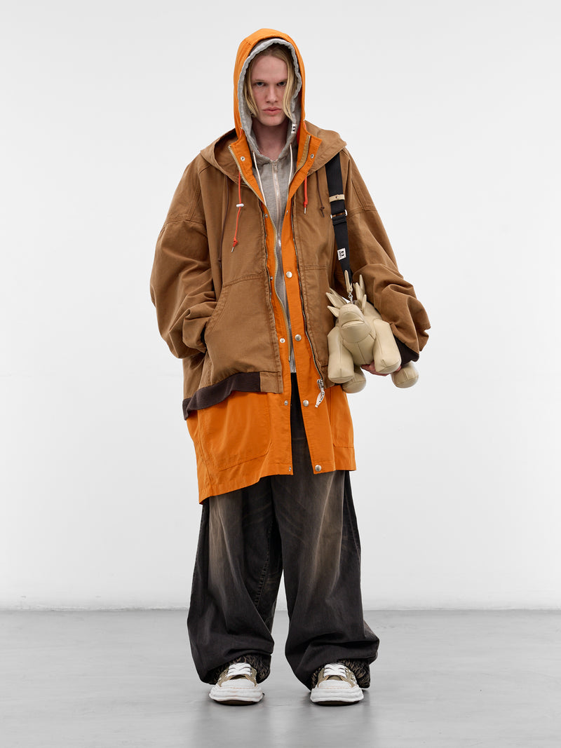 Brown Triple Layered Hooded Coat (J16CT151-BROWN)