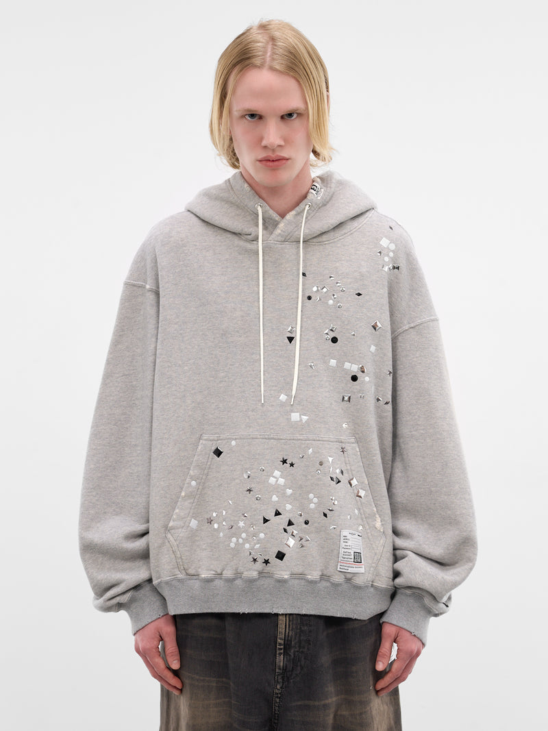 Gray Studded Distressed Oversized Hoodie (J16HD741-GRAY)