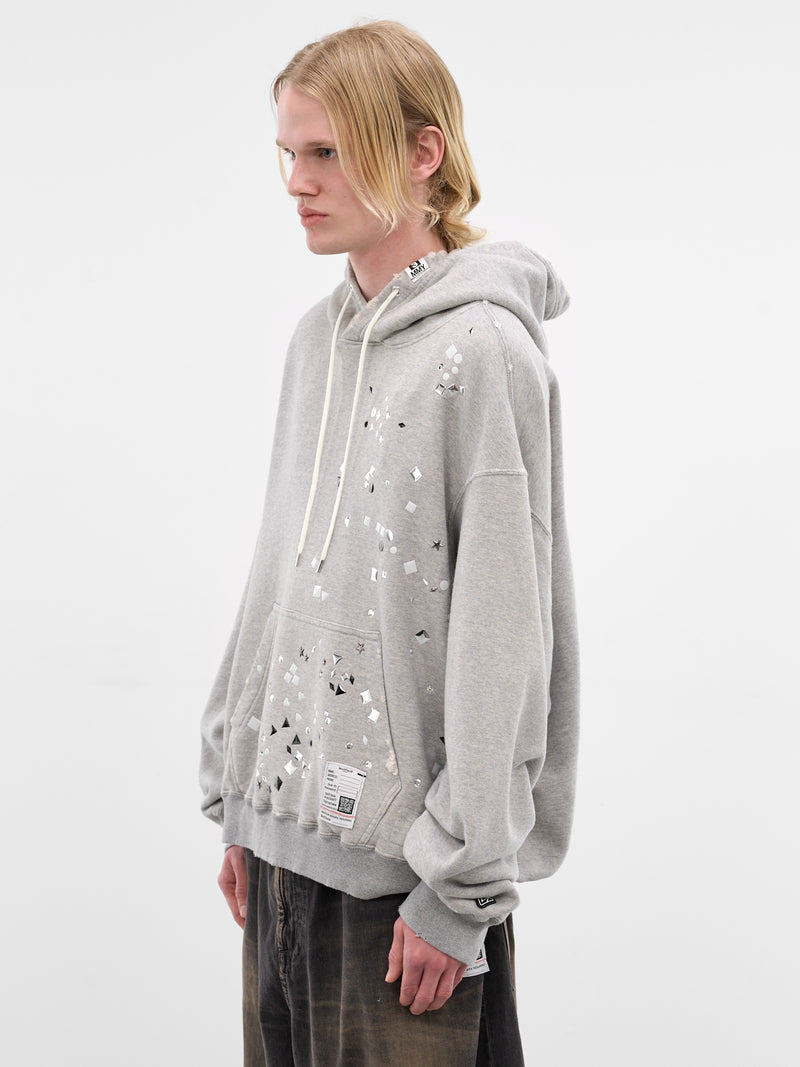 Gray Studded Distressed Oversized Hoodie (J16HD741-GRAY)