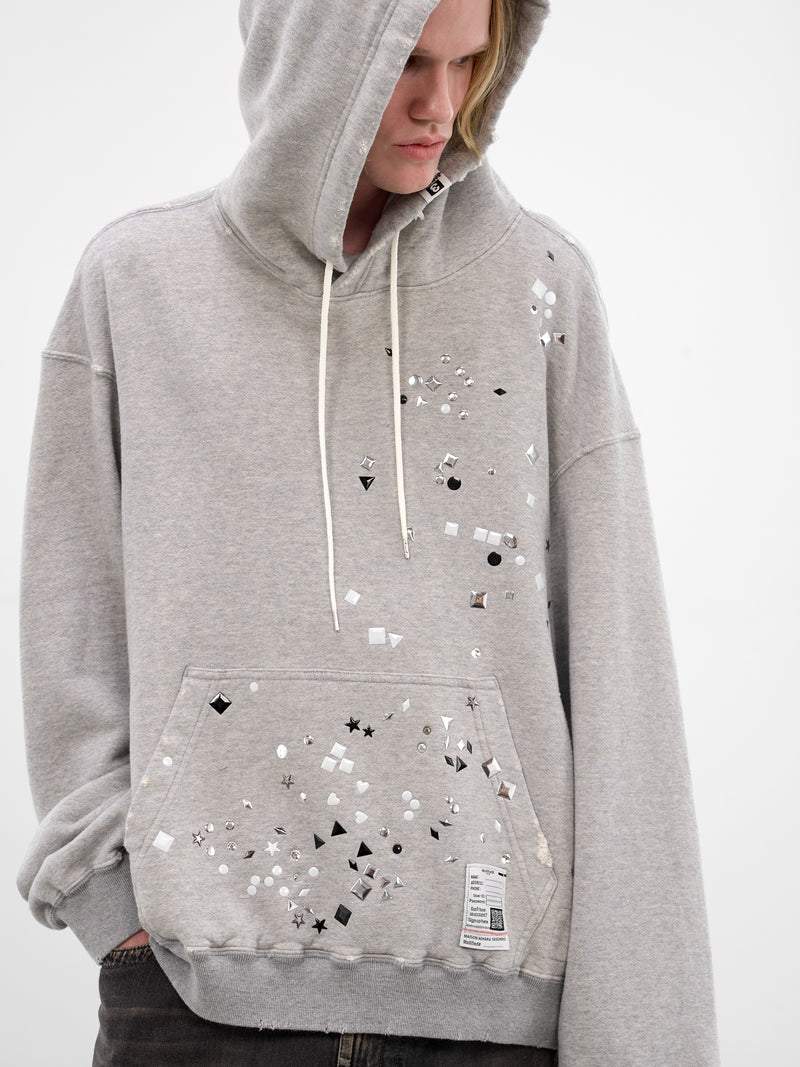 Gray Studded Distressed Oversized Hoodie (J16HD741-GRAY)