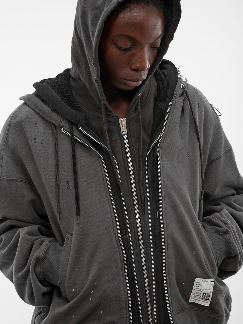 Black Triple Layer Zip Hoodie (J16PK761-BLACK)