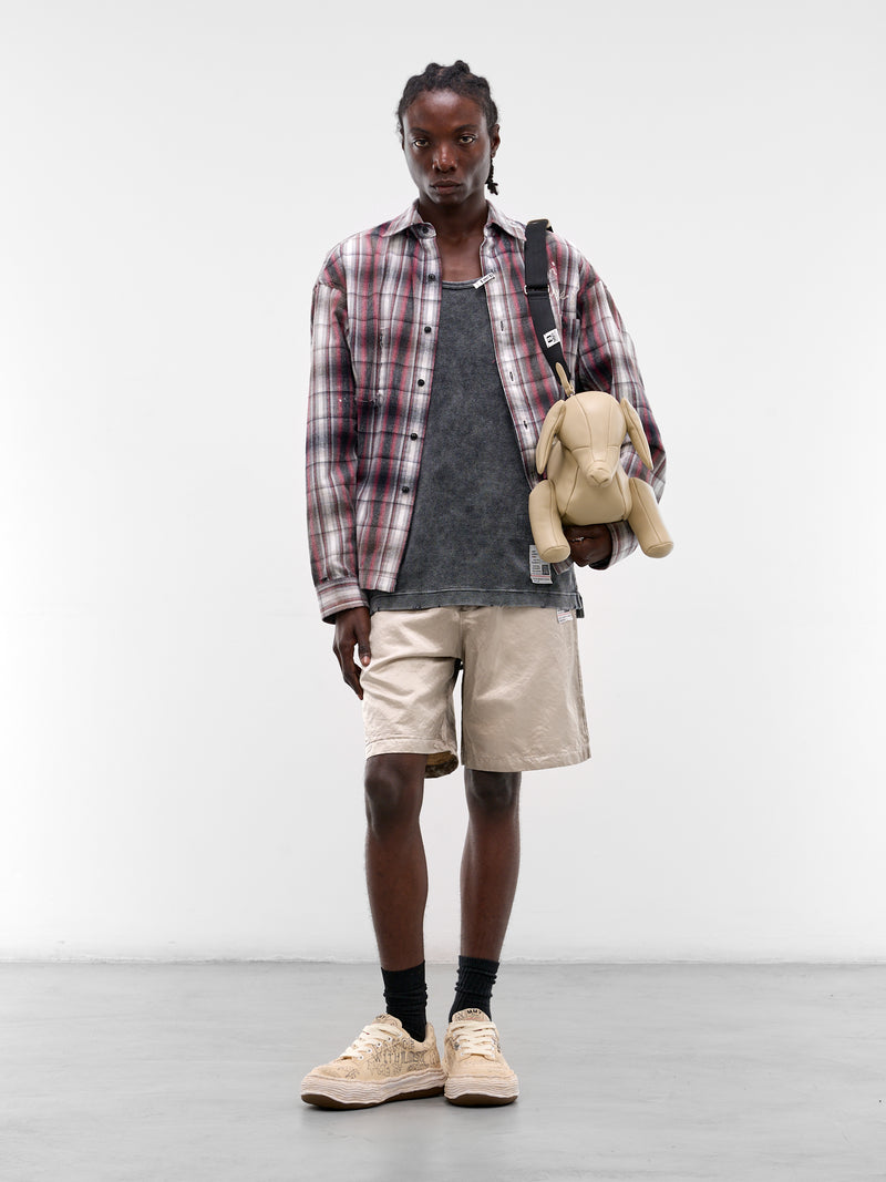 Beige Faded Cotton Shorts (J16PT142-BEIGE)