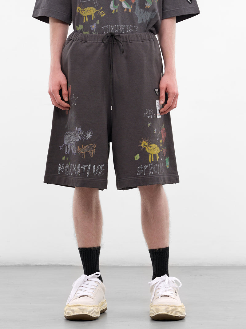 Black Scribble Graphic Sweat Shorts (J16SP773-BLACK)
